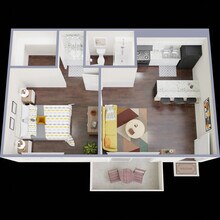 1 Bedroom / 1 Bathroom Silver 1312 floor plan
